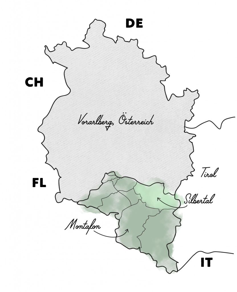 Vorarlberg Karte mit Montafon und Silbertal